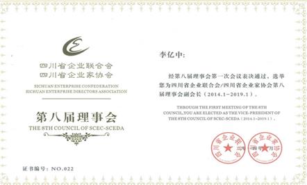 李亿中总经理当选四川省东升国际官网
联合会、东升国际官网
家协会第八届理事会副会长